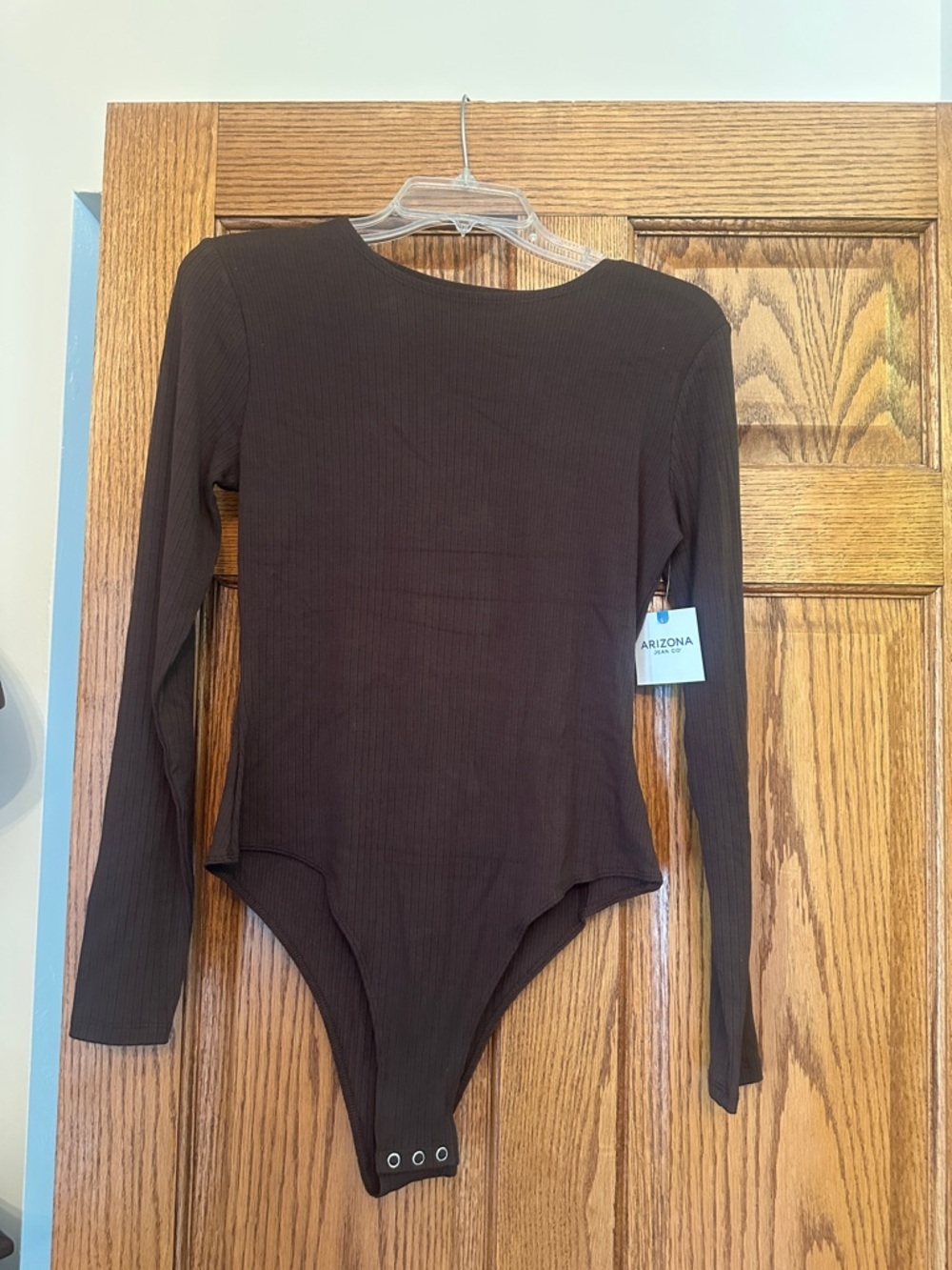 NWT Arizona Juniors Ribbed Long Sleeve Bodysuit - Hot Coffee Brown